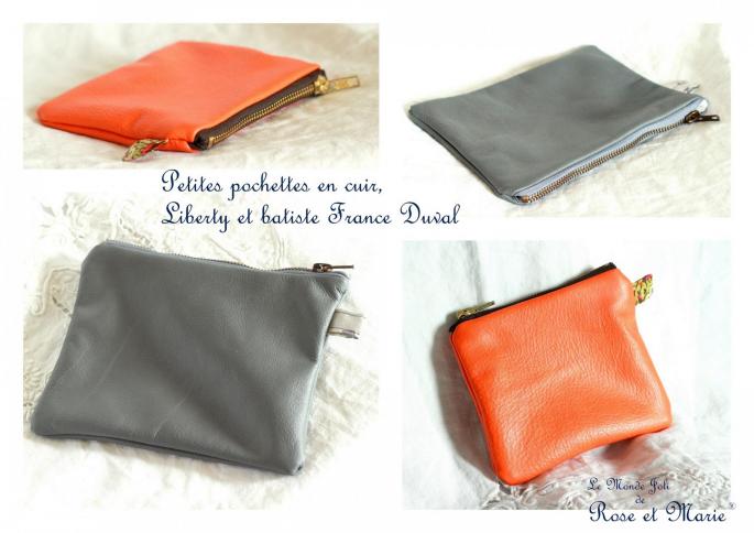 Pochettes cuir rose et marie