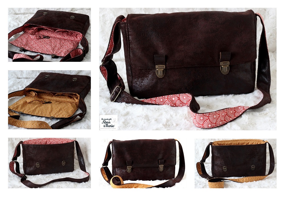 Sacs besace marron fonce et coton sc 1