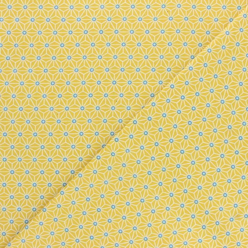 Tissu coton cretonne enduit saki jaune x 10cm