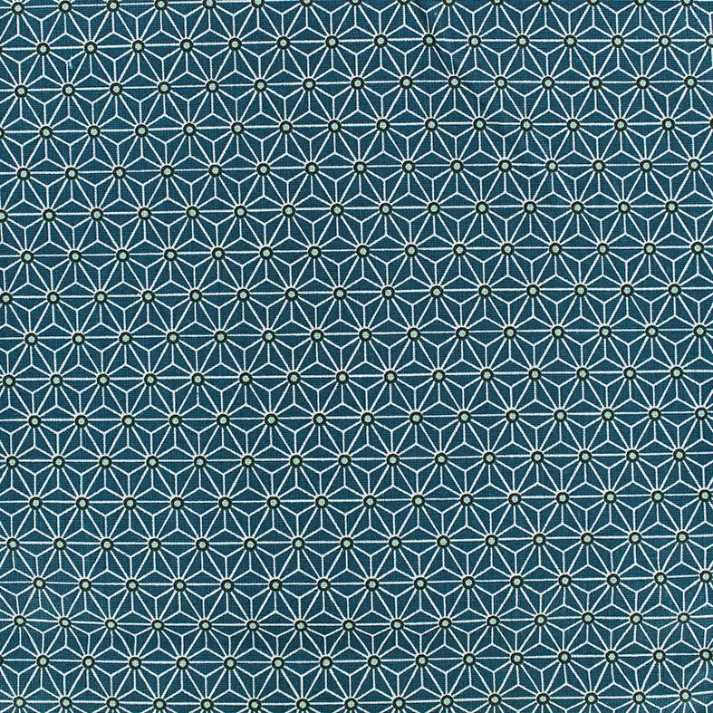 Tissu coton cretonne saki bleu canardblanc x 10cm